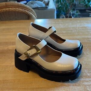Women's Cream and Black Mary Jane Platform Shoes